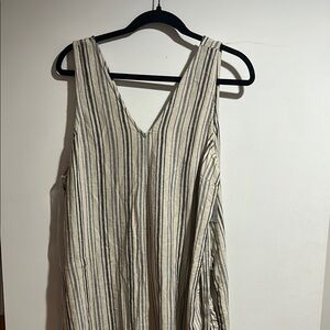 Sonoma Striped Sleeveless V-Neck Romper w a tie belt and pockets NWT